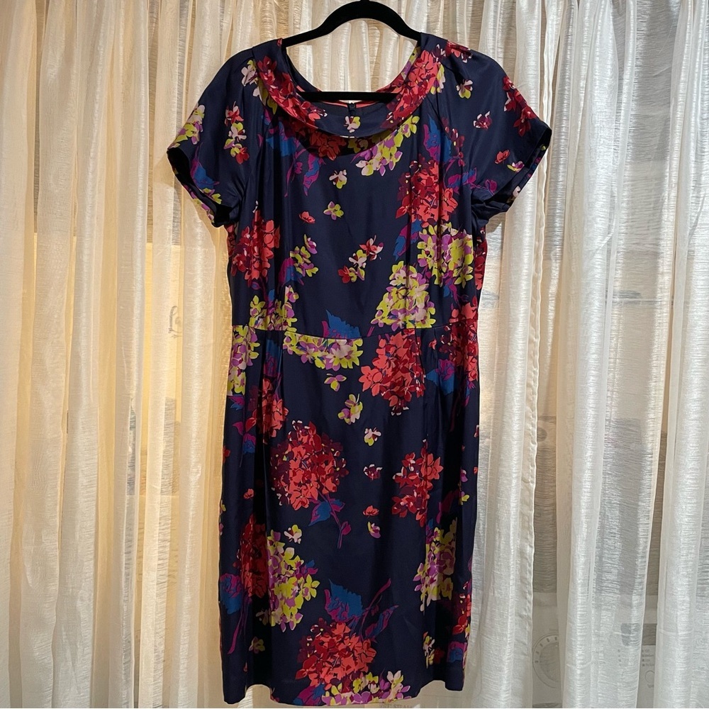 Boden Floral Midi Dress - Navy and Red